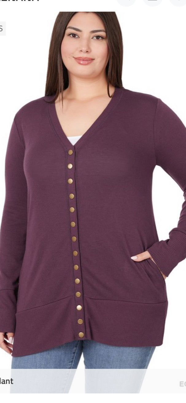 Zenana purple cardigan